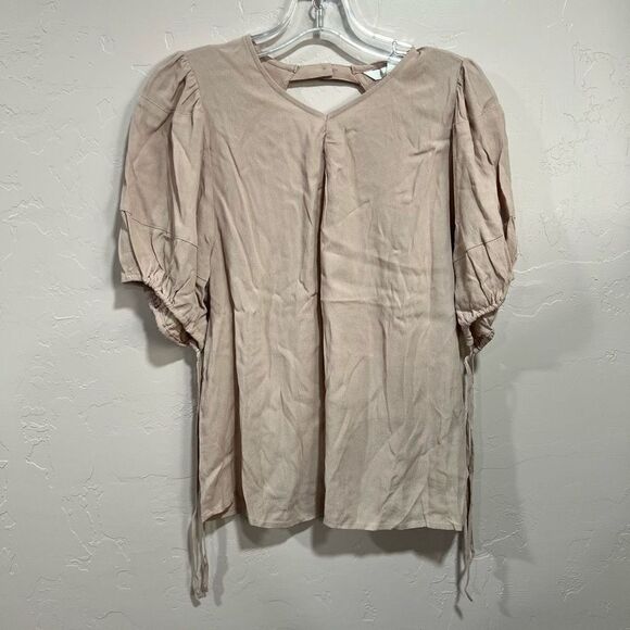 H&M Puff-sleeved blouse Powdered Pink - Picture 2 of 8